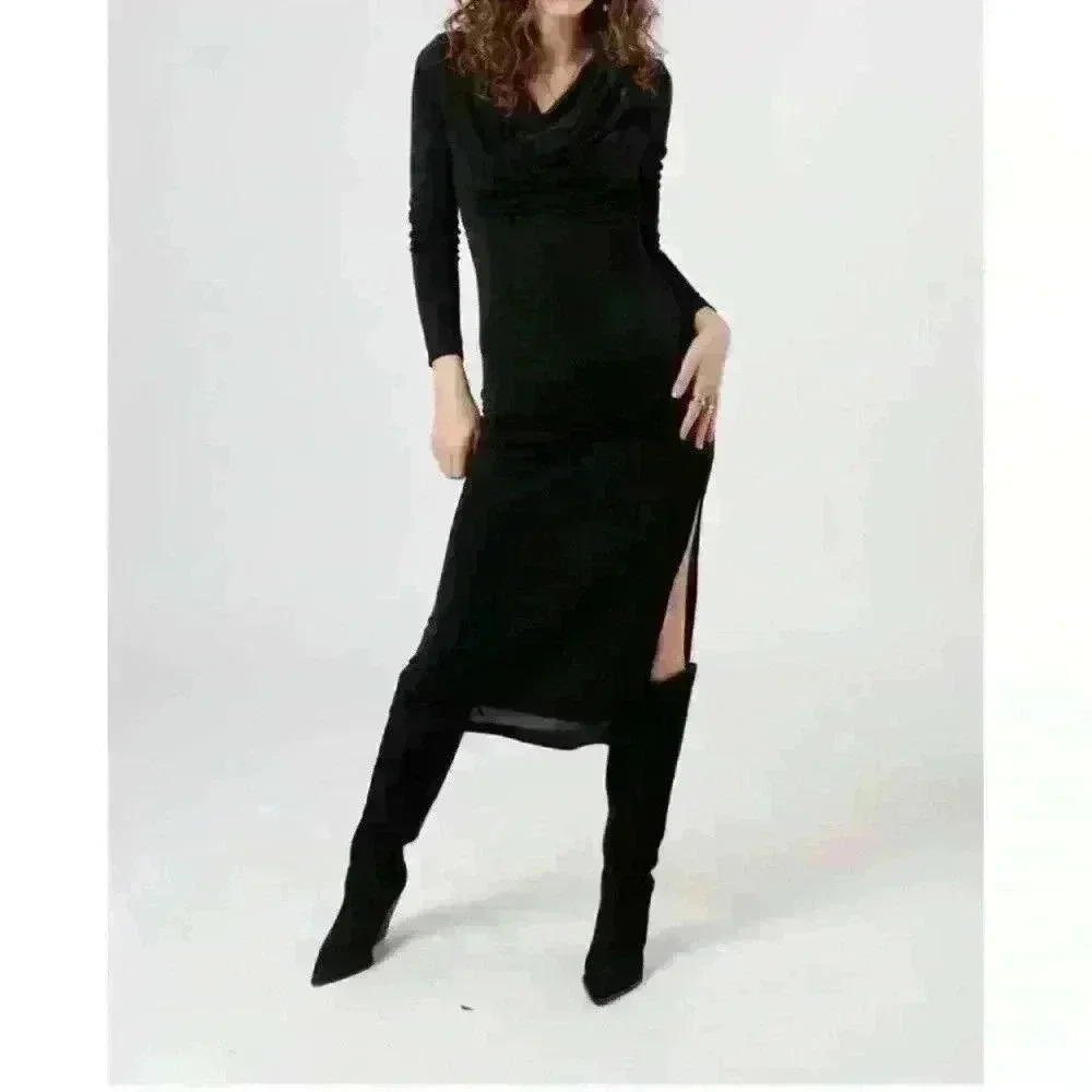 Band of the Free (Gypsy) Annabelle Black Cowl Neck Midi Dress - Picture 2 of 4